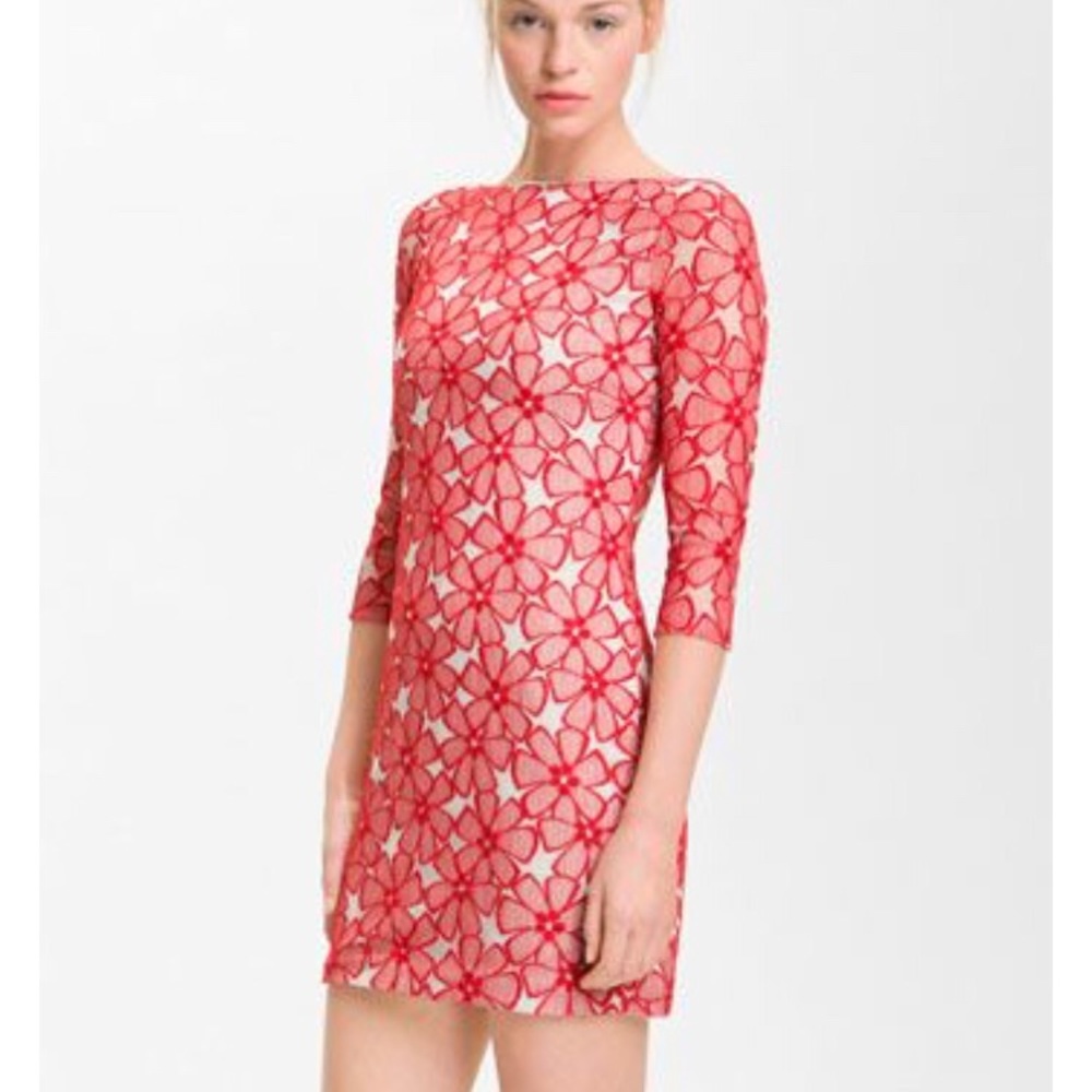 Diane von Furstenberg Sarita red floral lace dress - Picture 2 of 8